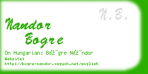 nandor bogre business card